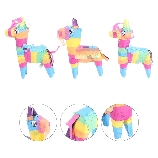 3 piezas piñata de colores pequeño burro piñata para juegos - fiestas temáticas