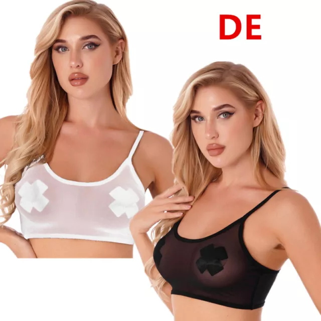 DE Damen BH Ultradünne Bralette Durchsichtige Unterhemd Sports Crop Top Dessous