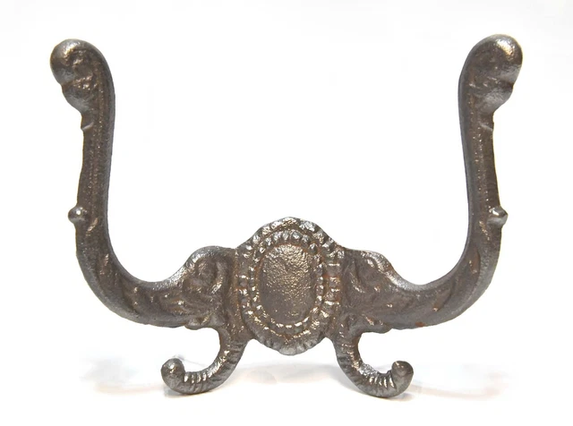 Large Victorian Style  Cast Iron Reproduction Wall Mount Hat / Coat Hook 4 Prong