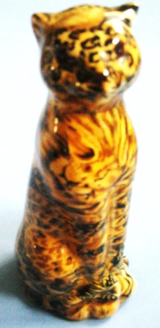 Vintage Leopard Jaguar Panther Figurine 8" Glazed Ceramic Patchwork Print