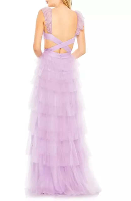 Mac Duggal Lilac Tiered Ruffle Cutout Tulle Gown Size 10 $598 2