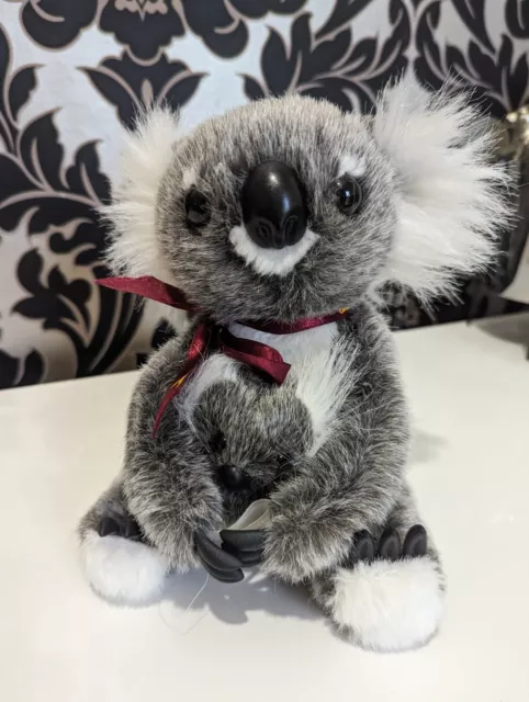 Plush Koala Bear Mother &Baby Red Australia Bow Tie Soft Toy 7.5"