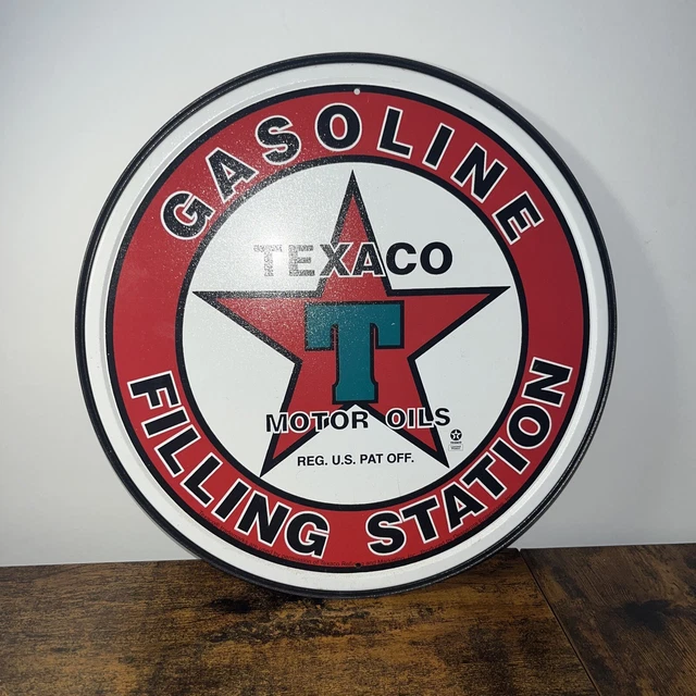 Texaco Gasoline Motor Oil Metal Sign Vintage Style Wall Decor 12”