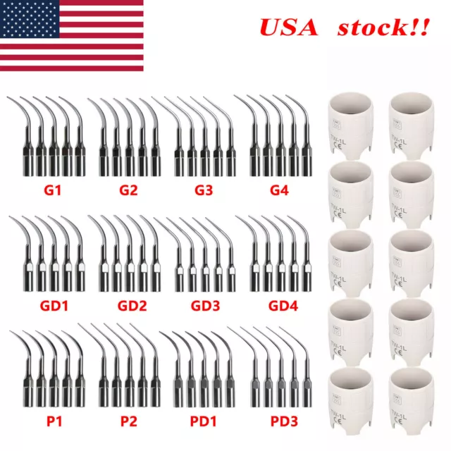 5X Dental Ultrasonic Piezo Scaler Tips fit EMS DTE SATELEC /10 Tip Wrench Key 2