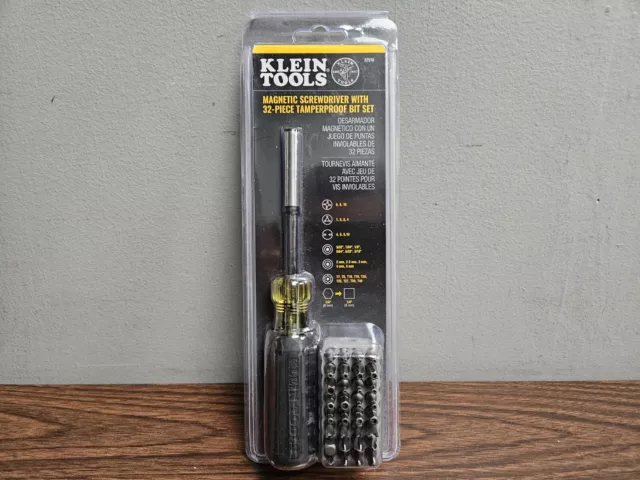 Klein Tools 32510 Magnetic Screwdriver with 32-Pc Tamperproof Bit Set New