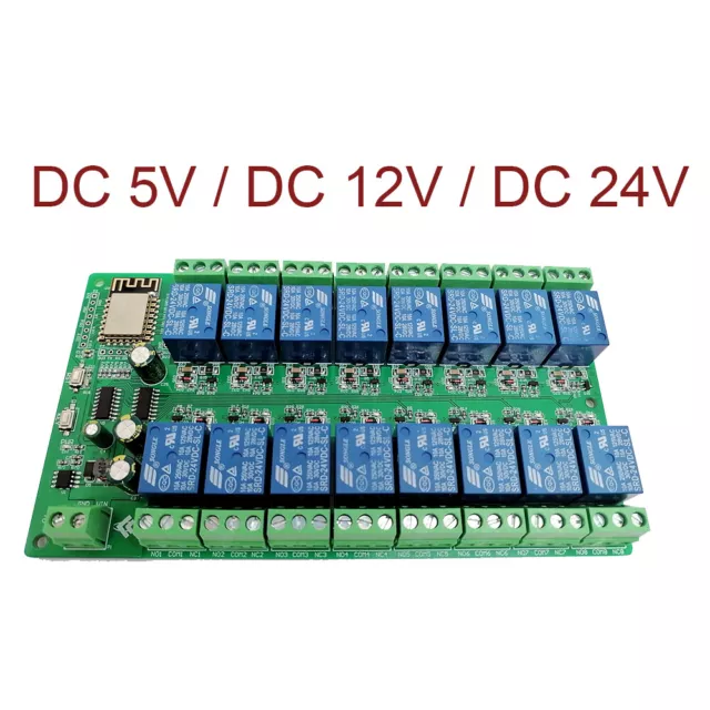 DC 5V 12V 24V ESP8266 WIFI 16 Channel Relay Module ESP-12F Development Board