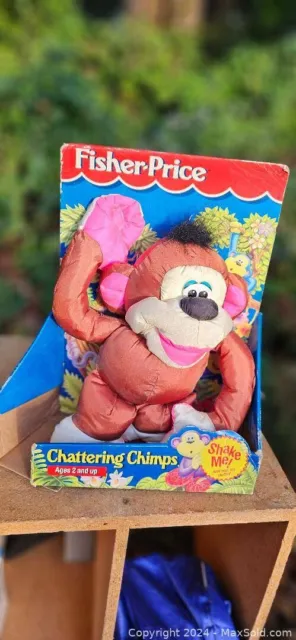 Vintage 1994 Fisher Price 12" Puffalump BROWN MONKEY Chattering Chimps Plush Toy