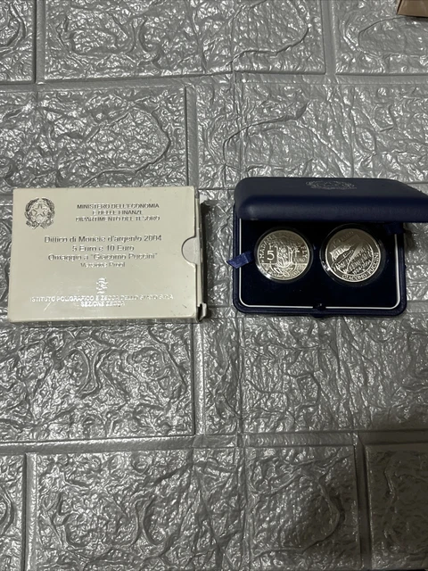 Dittico 5 + 10 Euro San Marino 2004 Argento Proof - Giacomo Puccini