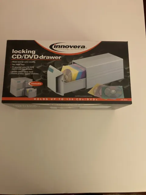 Innovera CD/DVD Storage Drawer Holds 150 Discs Light Gray 39501