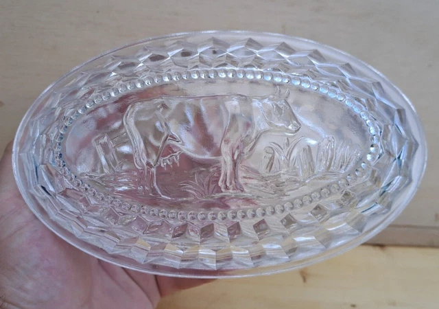 Ancien Beurrier En Verre La Vache Qui Rit Moule Vintage