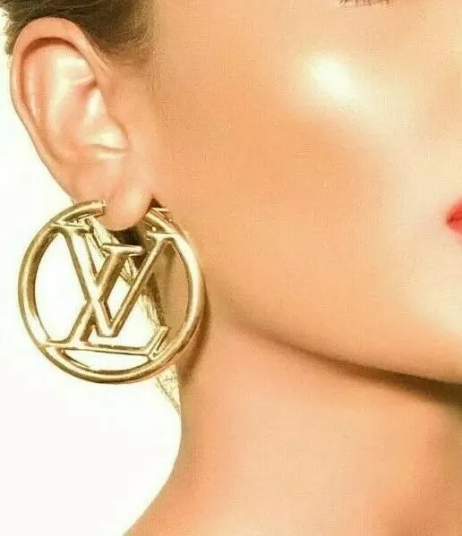 Louis Vuitton, Jewelry, Louis Vuitton Louise Gm Hoop Earrings Nib Large  Hoops