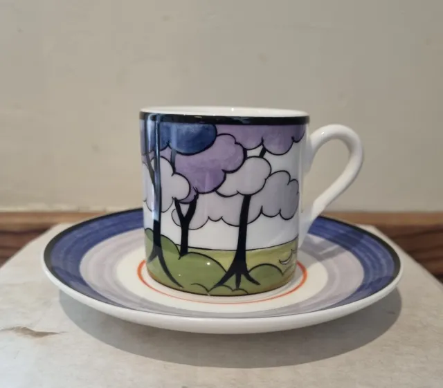 Wedgwood Ltd Edition Clarice Cliff Blue Firs Coffee Can and Saucer Cafe Chic