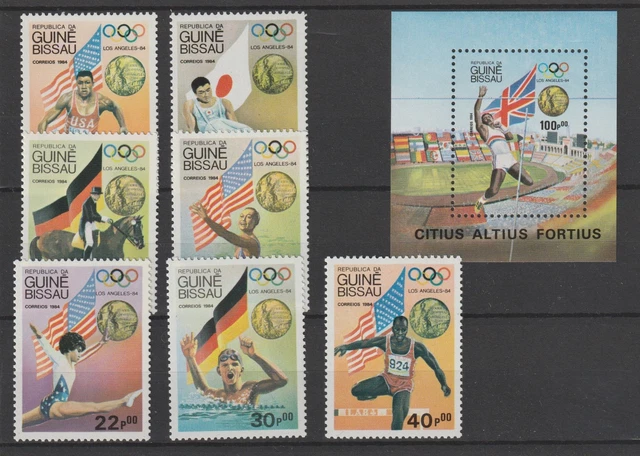 1984 Guine' Bissau Olimpiadi Los Angeles  7 Val. + Bf Mnh  Mf120051
