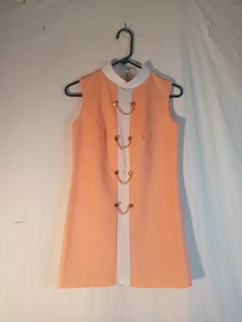 Vintage 60s Mod Peach Mini/micro Mini Dress