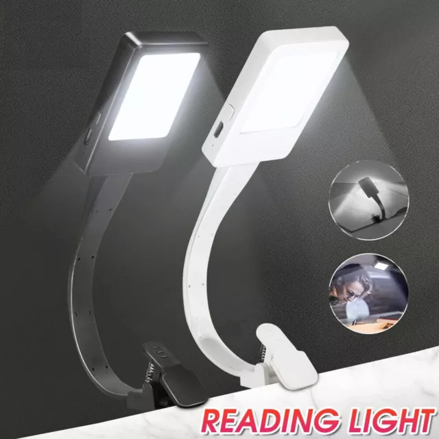 LED Book Reading Light Lamp USB Rechargeable Flexible Clip On Bed Desk Tablelamp 3