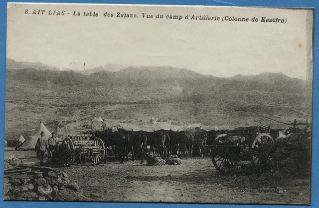 CPA MAROC: AIT LIAS - La table des Zaians - Vue du camp d'Artillerie