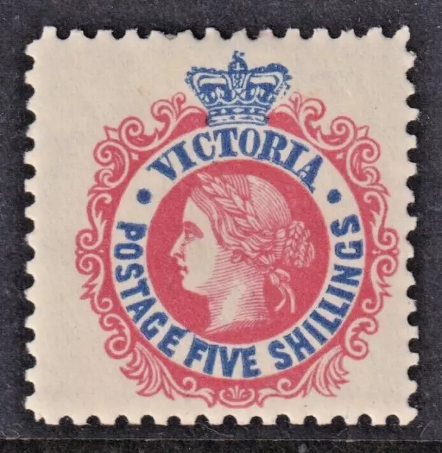 VICTORIA - 5/- Rose-Red & Ultramarine (p11) *MINT HINGED* SG 443 (CV $200)