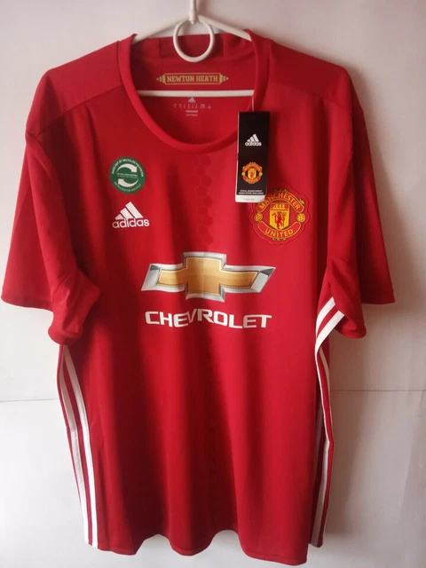 EXCELLENT !!! BNWT !!! 2016-17 Manchester United Home Shirt Jersey Trikot XL