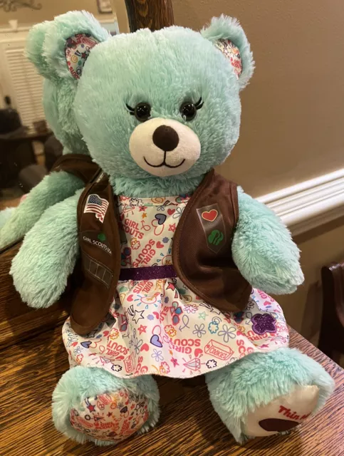 Build A Bear Girl Scouts Thin Mints Blue Teddy Plush Dress Vest Outfit Uniform