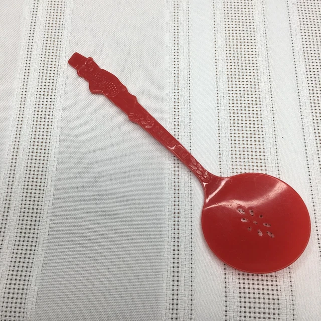 Vintage 'PLANTERS' PEANUTS Red NUT SPOON  5.75 L X 1.75 W inches