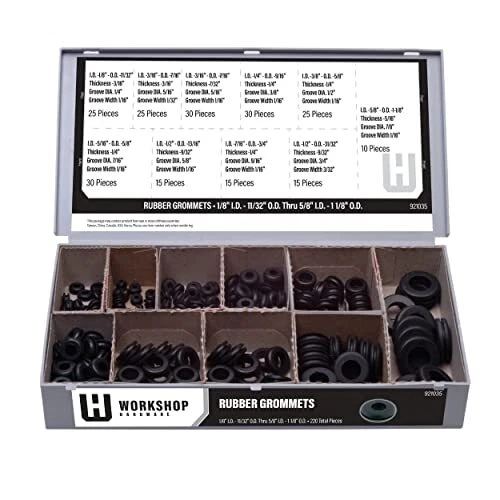 FASTENER ASSORTMENT KIT Rubber Grommets Set 220 Piece Variety 1/8" I.d