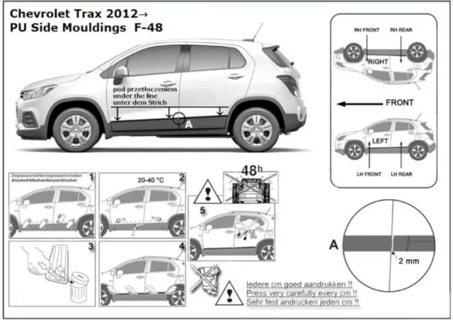Bandes de protection de porte pour Chevrolet Trax SUV 5-portes 2012- 2