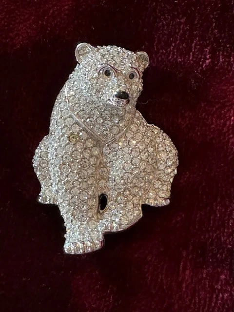 SWAROVSKI - Signed Polar Bear Brooch / Pin Retired