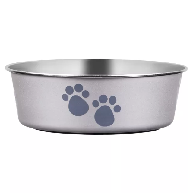 Non-Slip Stainless Steel Paw Pet Bowl Cat ,Dog ,Puppy Food Water Bowl - Grey