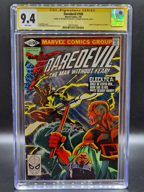 DAREDEVIL #168 CGC 9.4 1st Elektra! Signed by Frank Miller & Jim Shooter!