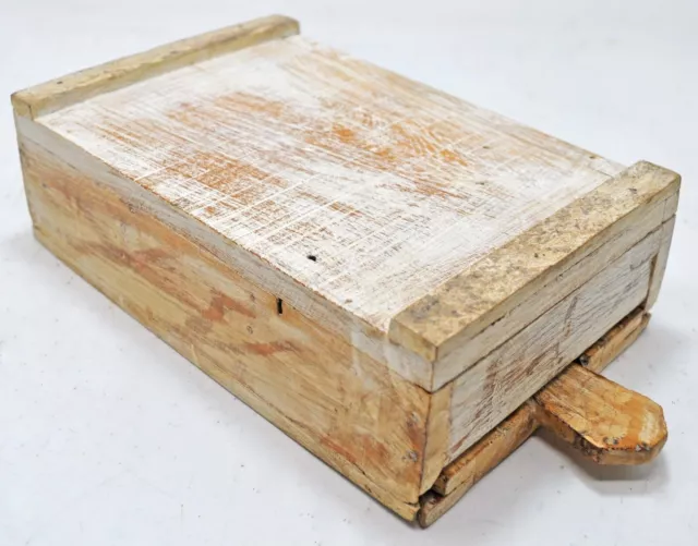 Antigüedad Madera Utensilios Spice Caja Original Antiguo Hecho a Mano Labrado