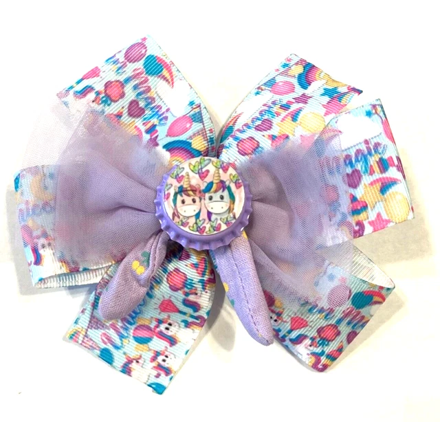 Beautiful Happy Birthday Twin Unicorn Magic Inspired hairbow for girls.