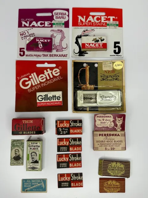 Vintage Lot 35+ Double Edge Safety Razor Blades Original Boxes Sample Cards