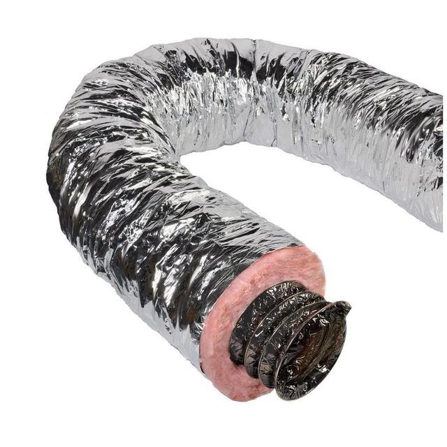 Master Flow HVAC Fiberglass Insulation Duct 12"Dia x 25'L Flexible Silver Jacket