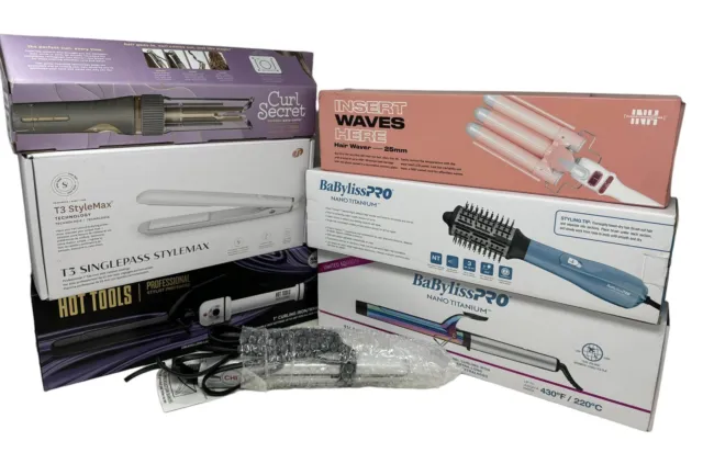 (7) Nuevos rizadores de cabello BaByliss, ondas de inserción, StyleMax, herramientas calientes CHI ~ CABLES DE CORTE