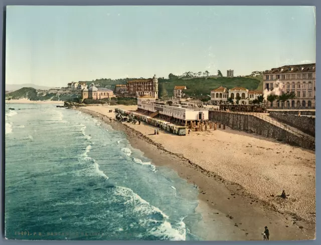 Santander-Sardinero. La Playa. P.Z. vintage photochromie.  photochromie, vinta