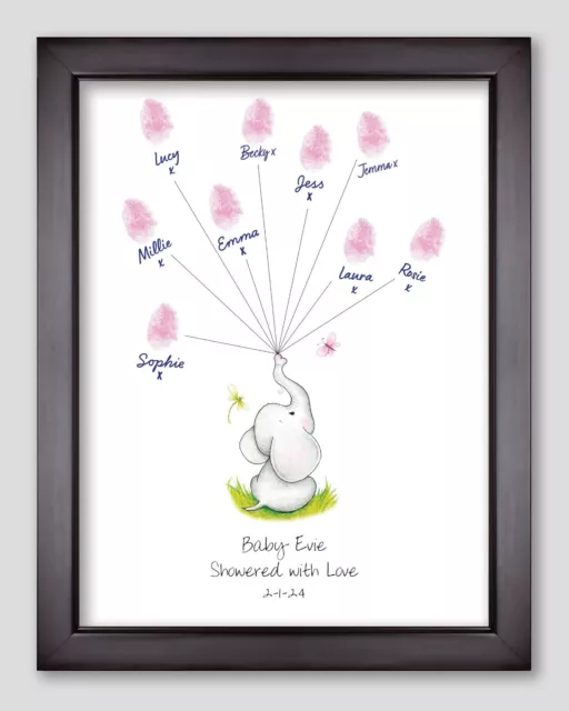 Baby Shower personalizzato stampa elefante amore con doccia alternativa A4 3