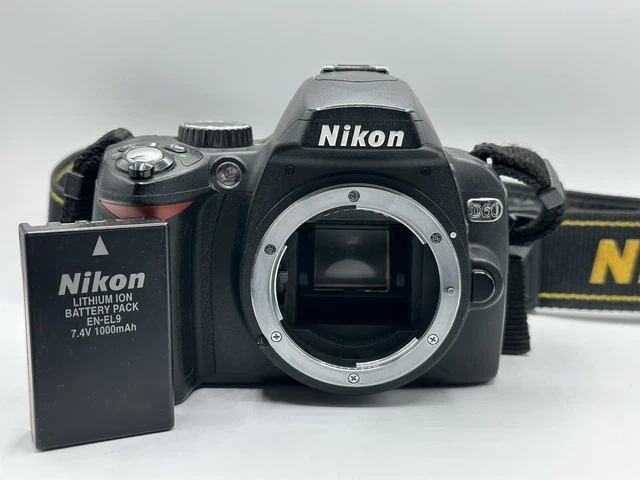 Nikon D60 10.2MP Digital SLR Camera Black - Body Strap and Battery