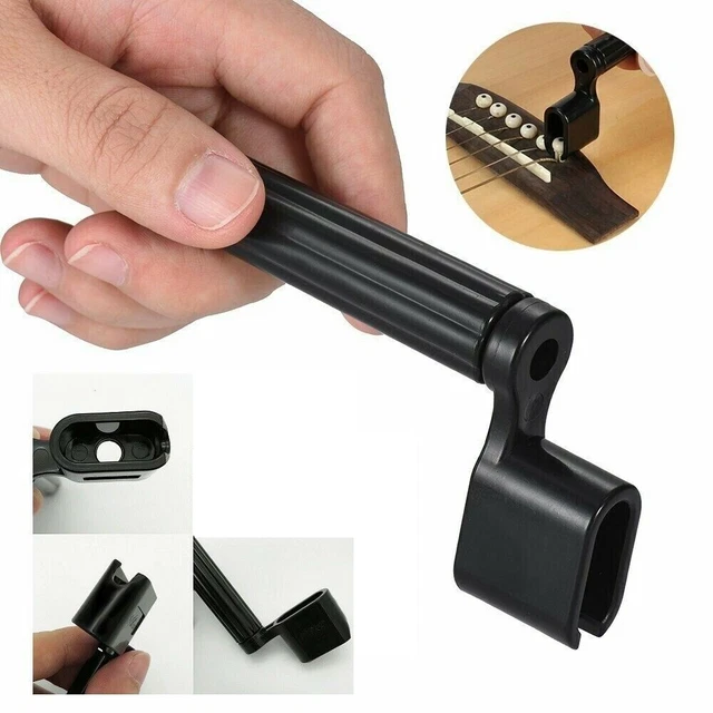 Black Acoustic Guitar String Winder & Bridge Pin Remover/Puller Replacement Tool