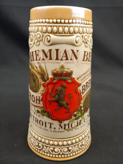 B. Stroh Brewing Co. Detroit Michigan Beer Stein Bohemian Beer #127427 Vintage
