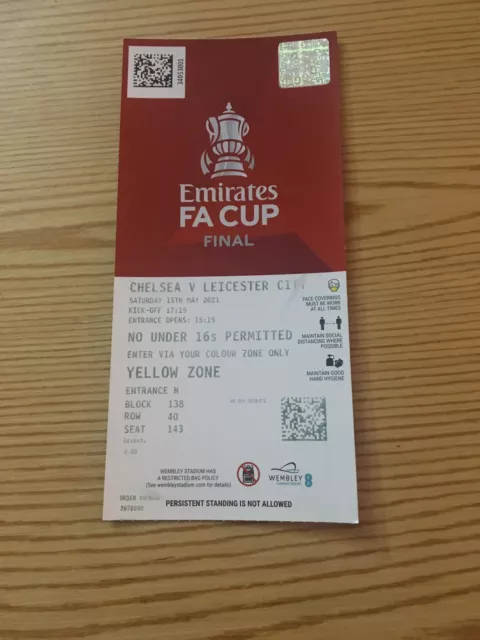 Ticket FA Cup Final 2021 Chelsea v Leicester City Very Rare