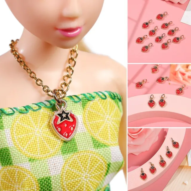 Dollhoues Erdbeerschnallen Mini Button DIY Puppen Kleidung Knöpfe der Halskette