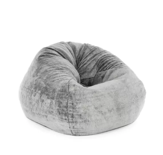 Grey Faux Fur Bean Bag Lounge Seat Chair