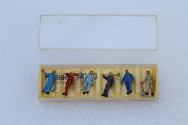 Preiser 4033 Set 6 Workmen Figures + Accessories HO Scale Railway M11