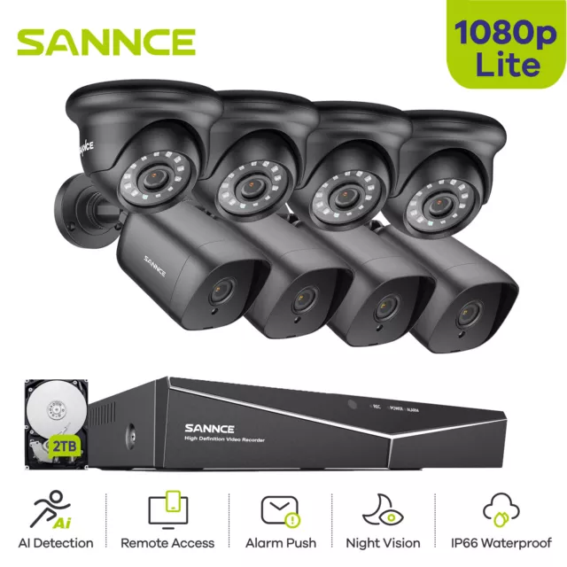 SANNCE 1080P 8CH DVR CCTV Home Security Camera System Outdoor Night Vision 0-4TB