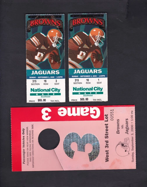 LOT OF Cleveland Browns Jaguars 9-3-2000, parking pass FAST