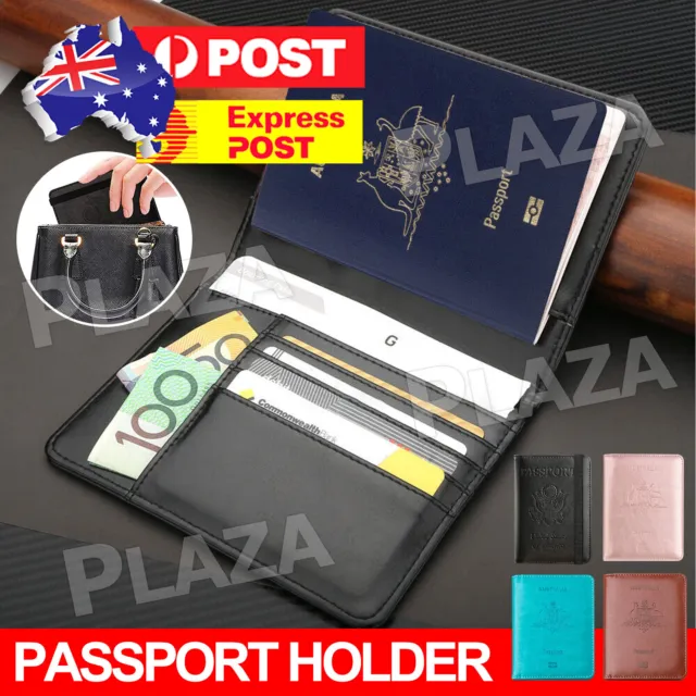 PU Leather RFID Blocking Passport Travel Wallet Holder ID Cards Cover Case