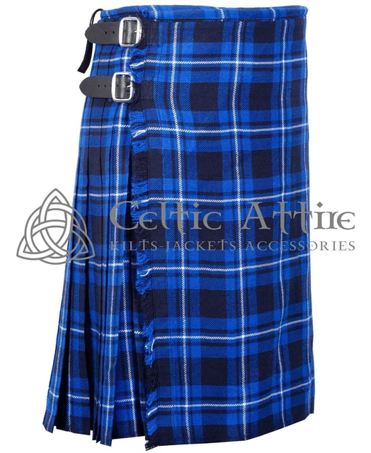 Ramsey Blue  8 Yard Tartan Kilt for Men - Custom Made - 16 Oz tartan kilt