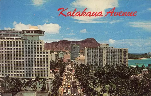 Postcard Kalakaua Avenue Waikiki Honolulu Hawaii HI