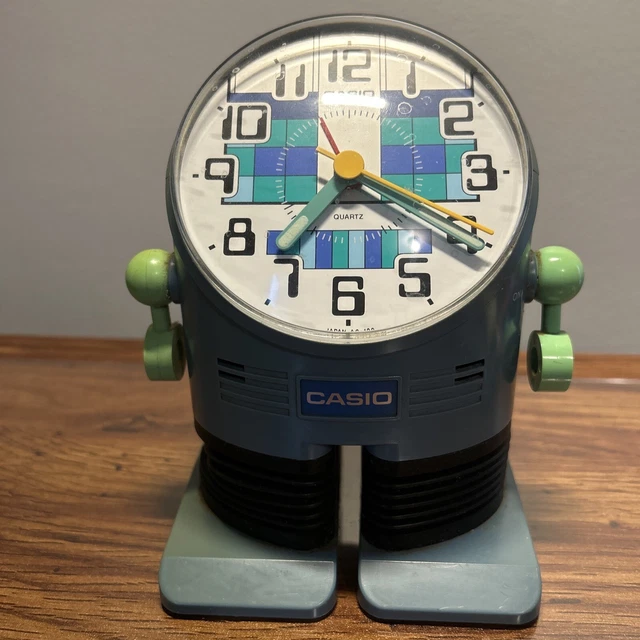 CASIO ROBOT CLOCK Vintage Alarm Clock Japan AC100 Works but
