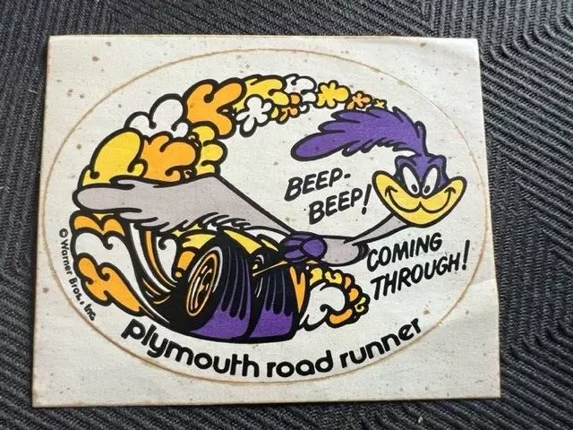 Vintage Plymouth Road Runner Sticker Decal Roadrunner... Warner Bros...